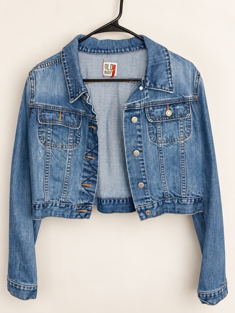 Old Navy Medium Blue Cropped Denim Jacket